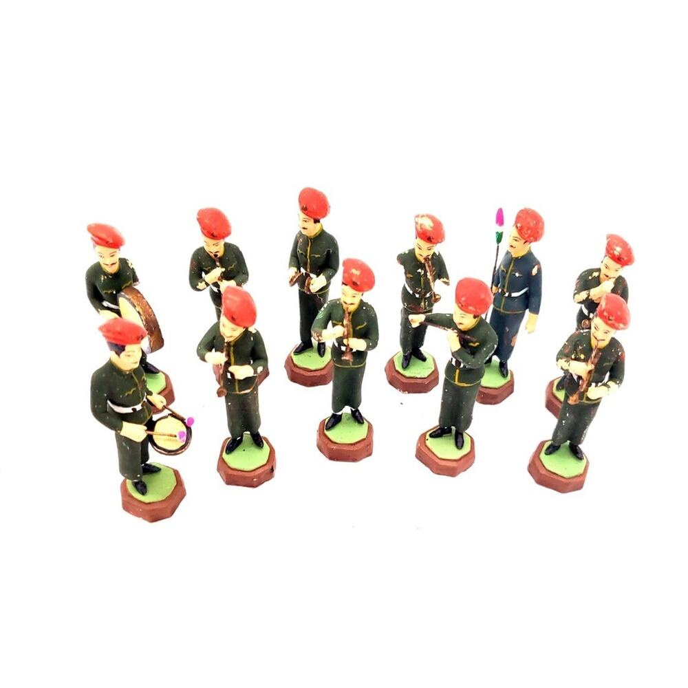 Vintage Indian Marching Band Figurines 1950’s-1960’s Hand Painted Lot Of 11
